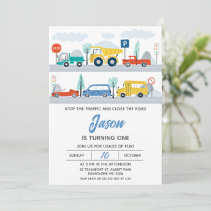 Stop het verkeer kleurrijk vervoer 1e verjaardag kaart
