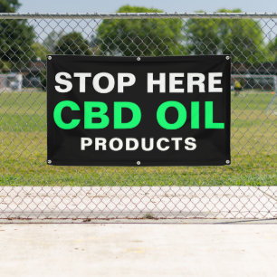 Stop hier voor CBD Oil Bold Green Black Business Spandoek