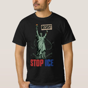 Stop ICE Grappige Vrijheidsbeeld Weerstand T-shirt
