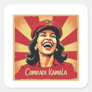 Stop Kamunism Harris Walz 2024 kameraad Kamala Vierkante Sticker