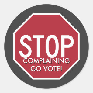 STOP KLAGEN GO STEM STOPTEKEN RONDE STICKER