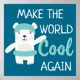 Stop klimaatverandering Polair beer met zwemring Poster