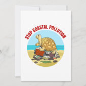 Stop Kustvervuiling Zee Schildpad Milieu Kaart (Voorkant)