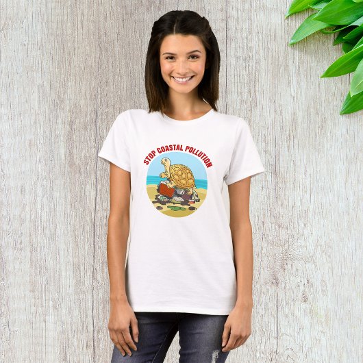 Stop Kustvervuiling Zee Schildpad Milieu T-shirt