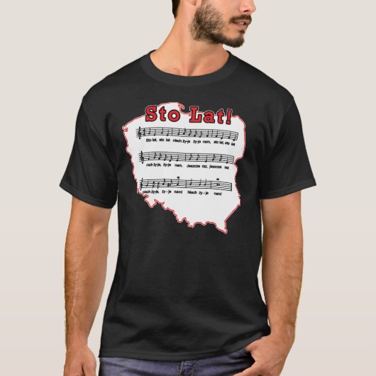 Stop Lat Song op de kaart van Polen T-shirt (Voorkant)