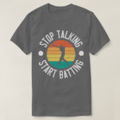 Stop met cricketspeler spreken t-shirt (Design voorkant)