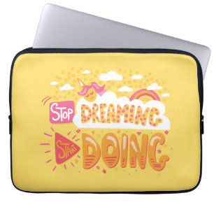 Stop met dromen, begin met Bleek geel doen Laptop Sleeve