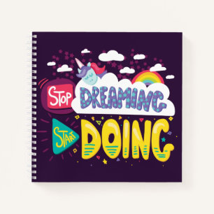 Stop met dromen, begin met donker Paarse Notitieboek