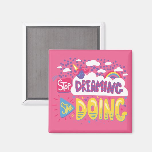 Stop met dromen, begin met donker violet magneet (Voorkant / Achterkant)
