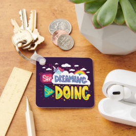 Stop met dromen, begin met donkere Paarse metal Sleutelhanger