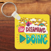 Stop met dromen, begin met geel metaal sleutelhanger (Voorkant)