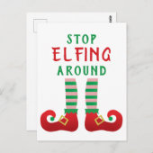 Stop met Elfing rond het grappige kerstGezegde Briefkaart (Voorkant / Achterkant)