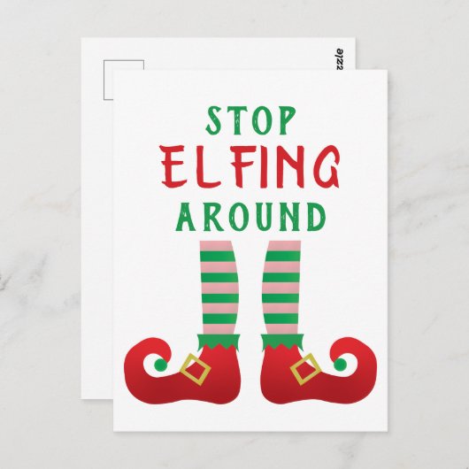 Stop met Elfing rond het grappige kerstGezegde Briefkaart (Voorkant / Achterkant)