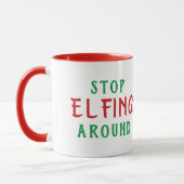 Stop met Elfing rond het grappige kerstGezegde Mok (Links)