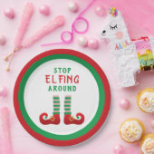 Stop met Elfing rond het grappige kerstGezegde Papieren Bordje (Feest)