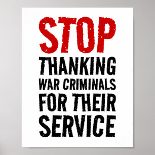 Stop met het bedanken van oorlogsmisdadigers voor poster