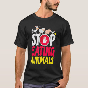 Stop met het eten van dieren Koe Schaap Varken Kip T-shirt