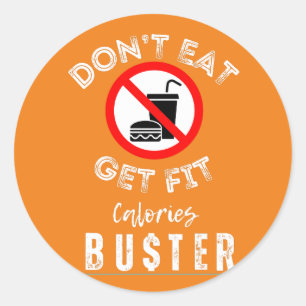 Stop met het eten van junk food waarschuwing cadea ronde sticker