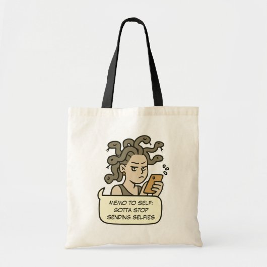 Stop met het verzenden van selfies, grappige Medus Tote Bag (Voorkant)