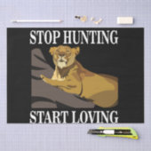 Stop met jagen begin te houden van leeuwin tissuepapier (Craft)