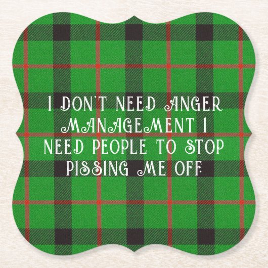 Stop met me van Green Plaid te pissen Kartonnen Onderzetters (Voorkant)