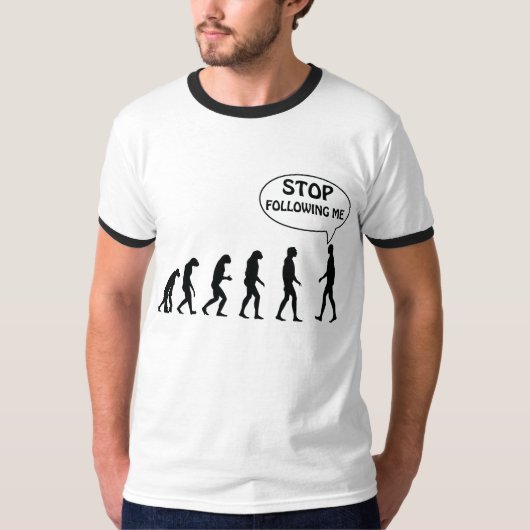 Stop met me volgen t-shirt (Voorkant)
