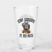 Stop met naar mijn noppen te staren - grappig vier glas (Achterkant)