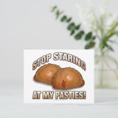 Stop met naar mijn pasties te kijken! briefkaart (Staand voorkant)