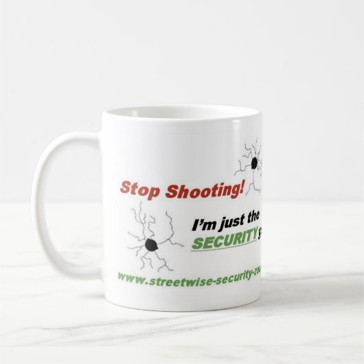 Stop met schieten! Ik ben gewoon de SECURI... - Ge Koffiemok (Links)