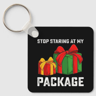 Stop met staren naar mijn pakket kerstvakantie sleutelhanger