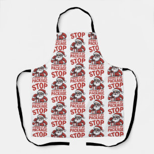 Stop met staren naar mijn pakket Snarky Kerstman Schort