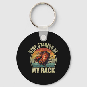 Stop met staren naar mijn rek. Grappige Bbq Ribs L Sleutelhanger