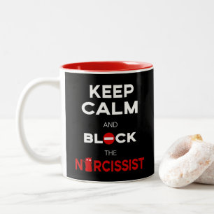 Stop Narcissisten, Narcissisme. Kalm houden en blo Tweekleurige Koffiemok