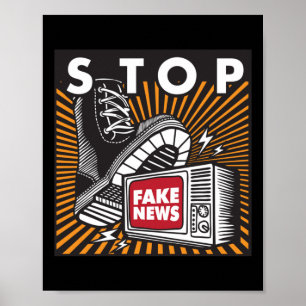 Stop nepnieuws - Sluit de tv-Sticker Poster