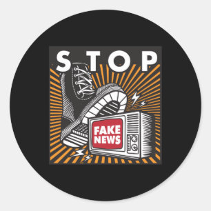 Stop nepnieuws - Sluit de tv-Sticker Ronde Sticker