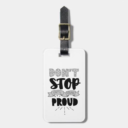 Stop niet Athletic Quote zelf Pride Quote Succes Bagagelabel (Voorkant verticaal)