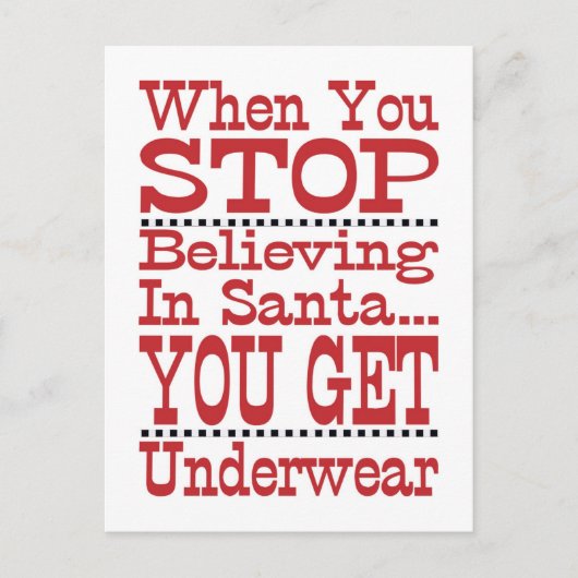 Stop niet met geloven in de kerstman feestdagenkaart (Voorkant)