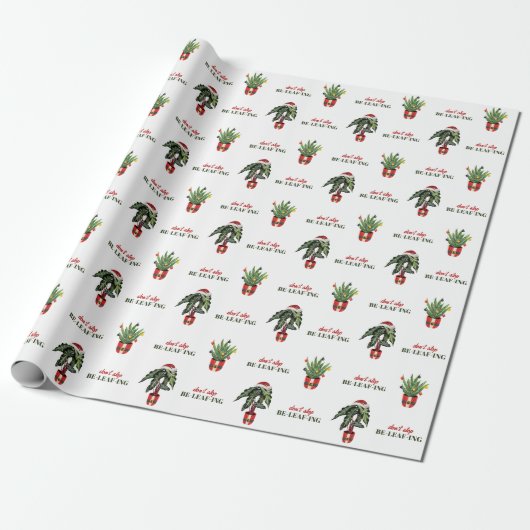 Stop niet met het Beleafing Potted Planten Kerstmi Cadeaupapier (Uitgerold)
