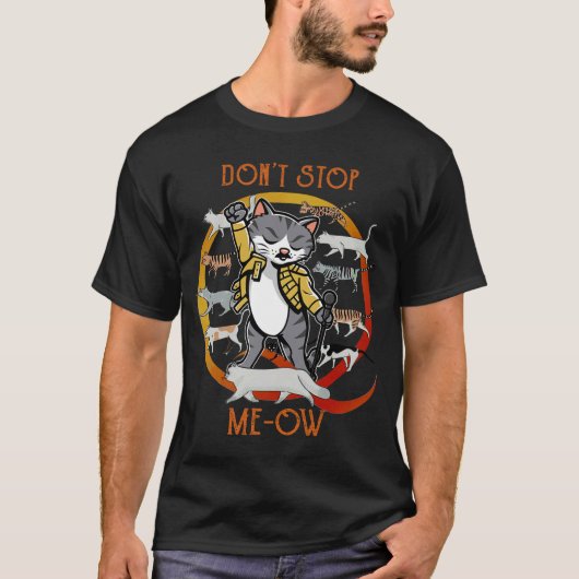 Stop niet met Meow Freddie Purrcury, grappige kat T-shirt (Voorkant)