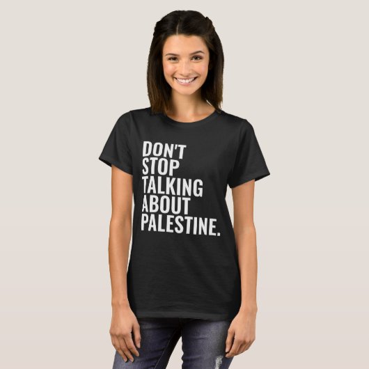 Stop niet met praten over Palestine Basic White T-shirt (Voorkant volledig)