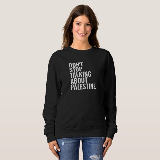 Stop niet met praten over Palestine Basic White Trui (Voorkant volledig)