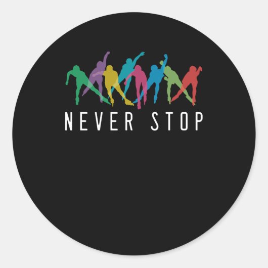 Stop nooit Gealigneerde het Schatsen Rollerblading Ronde Sticker (Voorkant)