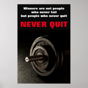 Stop nooit met Inspirerend fitness Dumbell Poster