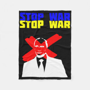 Stop Oorlog Anti Poetin Gezicht Oekraïense Vlag Fleece Deken
