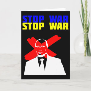 Stop Oorlog Anti Poetin Gezicht Oekraïense Vlag Kaart
