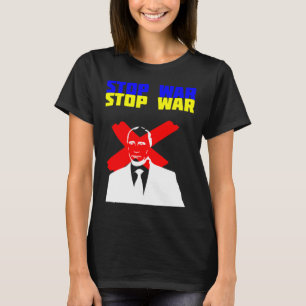 Stop Oorlog Anti Poetin Gezicht Oekraïense Vlag T-shirt