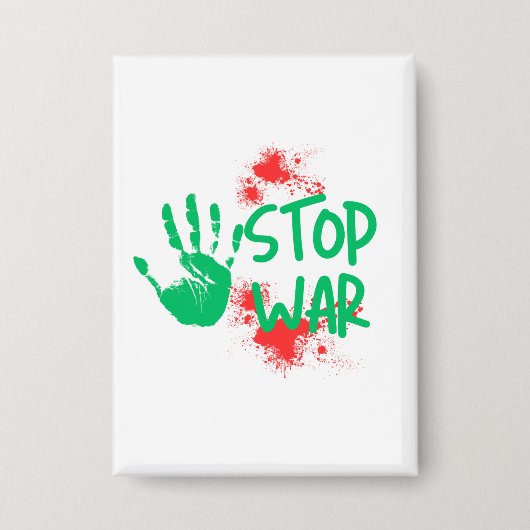 Stop Oorlog – Krachtige Handafdruk Anti-Oorlog Gra Button (Voorkant)