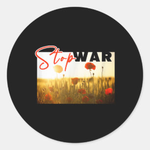 Stop oorlog met papaver ronde sticker