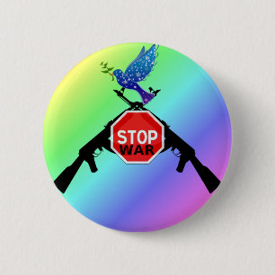 Stop oorlog ronde button 5,7 cm