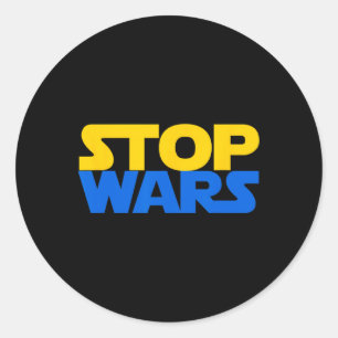 Stop Oorlogen Oekraine Slava Oekraïense Vlag Zonne Ronde Sticker